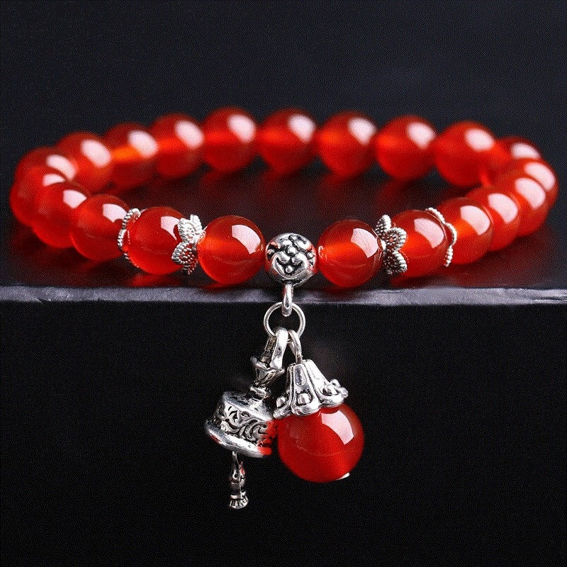 Women's Year the Dog Red Agate Bracelet for Luck