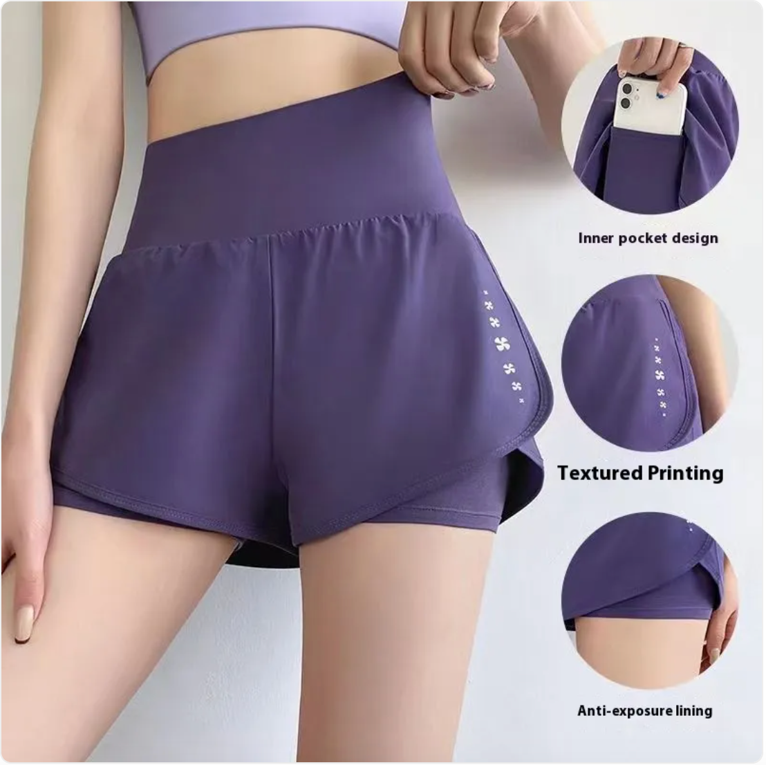 Women's Fitness Two-Piece Anti-Exposure Shorts Set