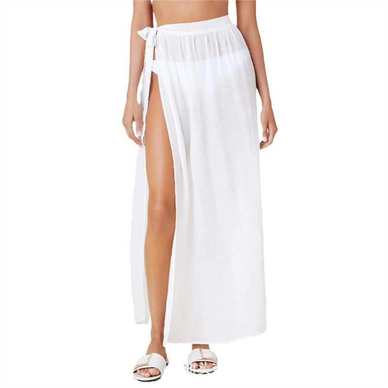 Tie-Waist Wrap Beach Cover-Up Skirt