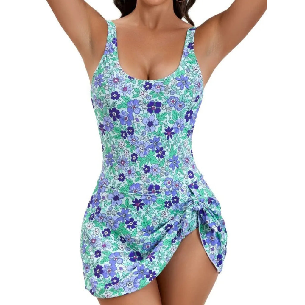 Tropical Print Swim Dress