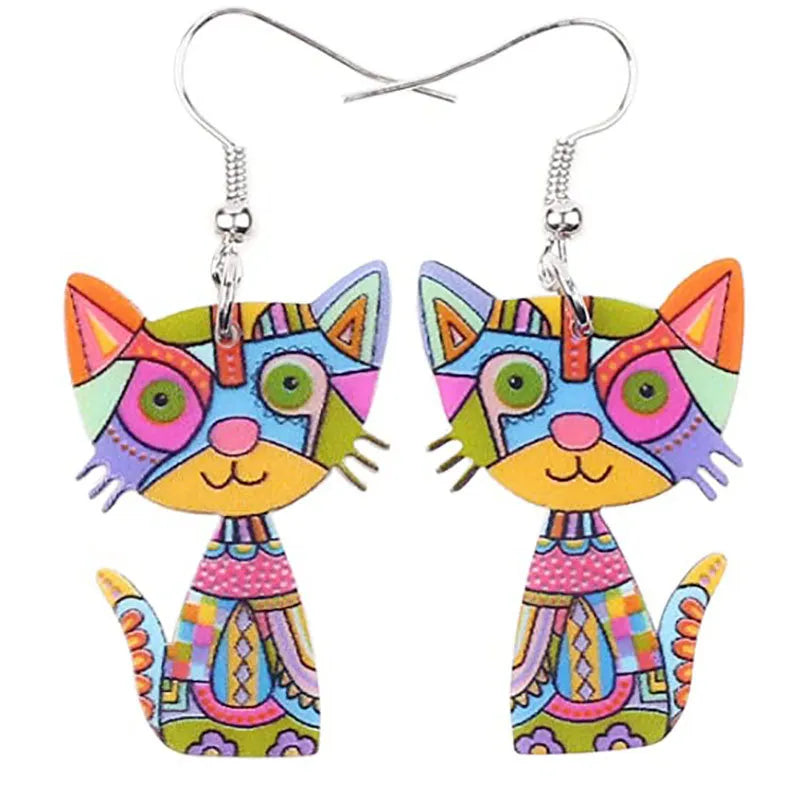 3D Painted Cat Earrings | Jewelry