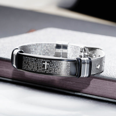 Black Titanium Steel Bracelet with Christian Verses | Christian Jewelry