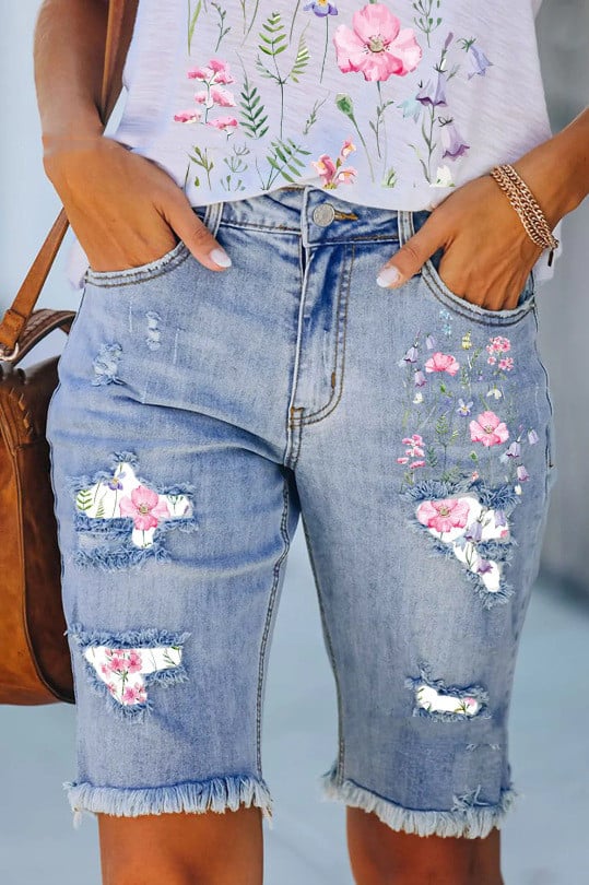 Ripped Denim Shorts for Women's New Style