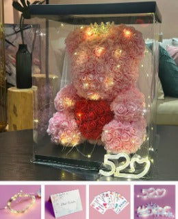 Teddy Rose Flower Bear with Box