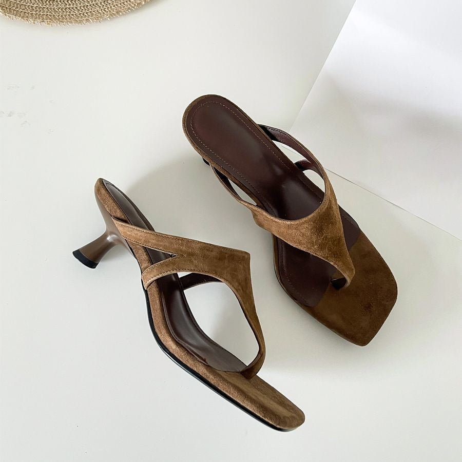 Retro Minimalist Thong Stiletto Sandals