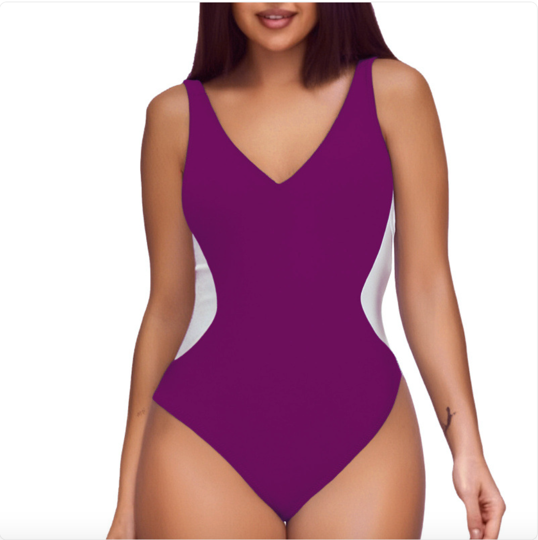 Deep V Colorblock One-Piece Swimsuit