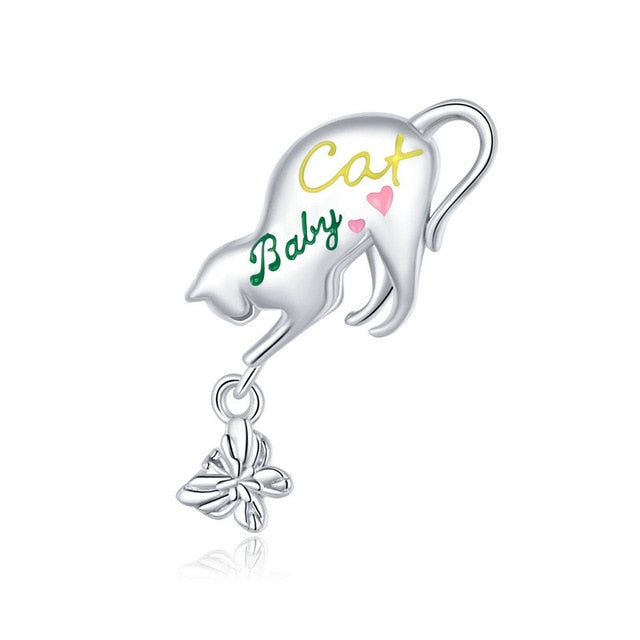 Silver Cute Cat and Dog Charm Collection