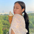 Floral Chiffon Crop Top - Jennie Style High Waist T-Shirt