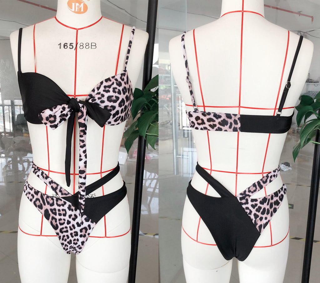 High Waist Leopard Print Bikini Swimsuit for Women