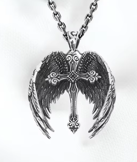 Vintage Angel Wings Cross Necklace for Women and Men | Christian Jewelry