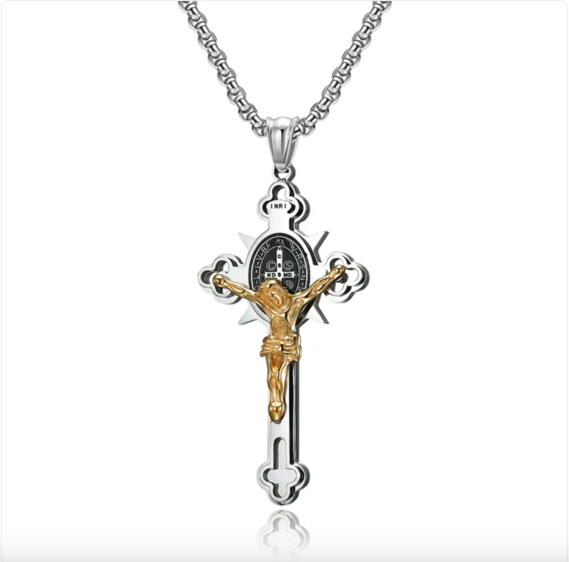 3D Stainless Steel Cross Necklace