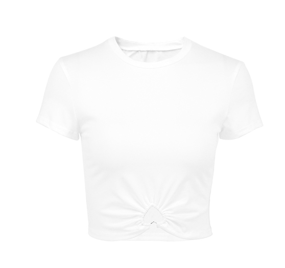 Women's Solid Color Love Hoop Round Neck Crop Top