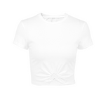 Women's Solid Color Love Hoop Round Neck Crop Top