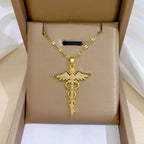 Rotating Dragonfly Snake Stick Angel Wings Necklace | Jewelry