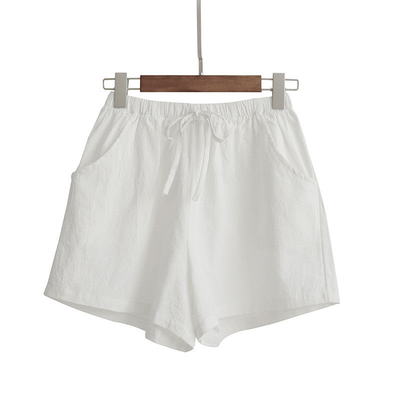 Women's Loose Cotton Linen Summer Shorts with Elastic Waist