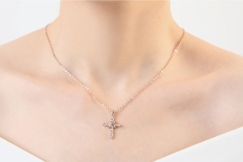 Fashion Cross Pendant Necklace with Zirconia Accents | Christian Jewelry