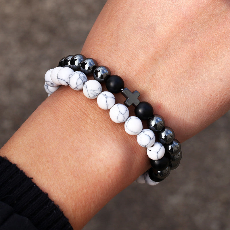 White-Barked Pine Black Iron Cross Bracelet Set