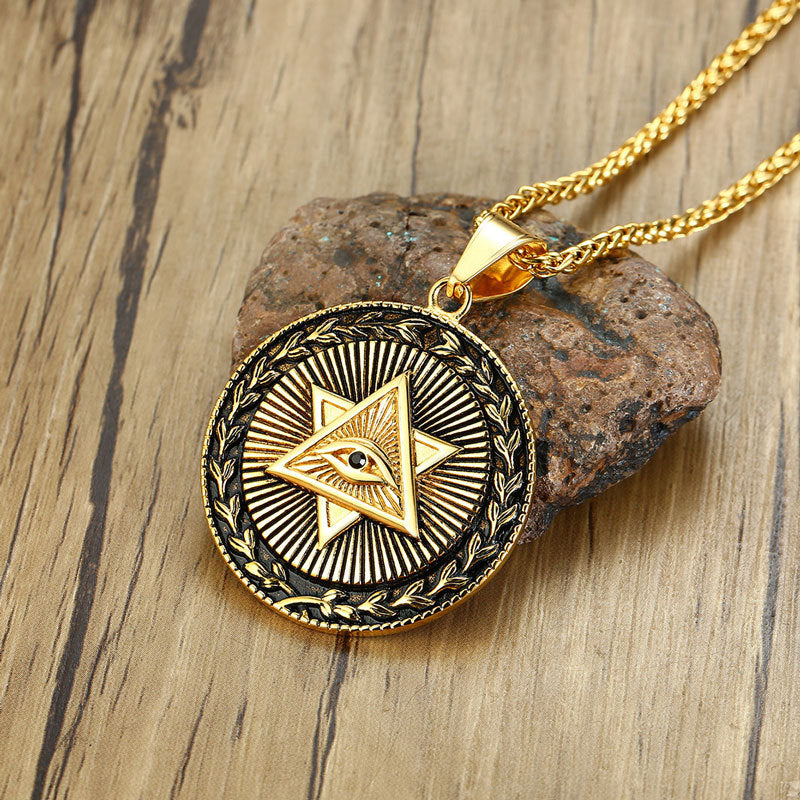 Titanium Steel God Eye Pendant Necklace for Men | Jewelry