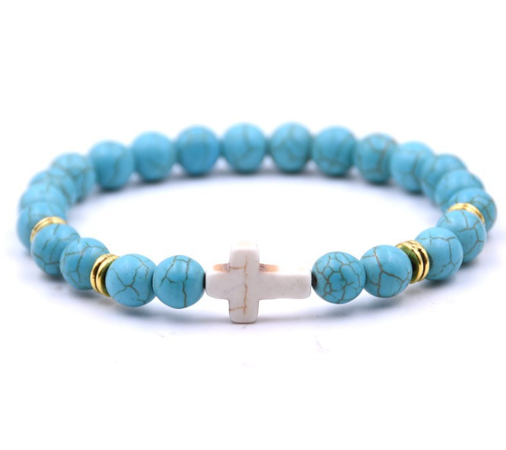 Stone White Turquoise Cross Bracelet (Multi-color)