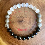 White Cat Eye Map Stone Beaded Bracelet