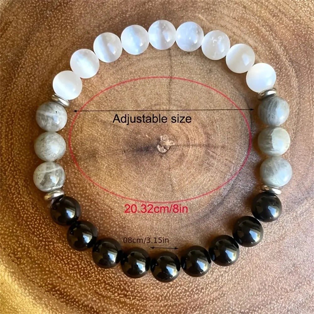 White Cat Eye Map Stone Beaded Bracelet