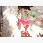 Girls' Floral Long-Sleeve UV Swimsuit Set