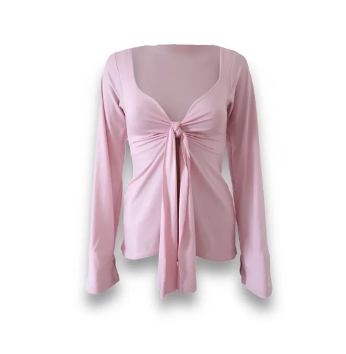 Twisted Bell Sleeve Crop Top