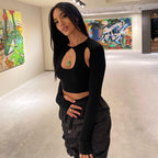 2023 Spring/Summer Women's Streetwear Long Sleeve Crop Top
