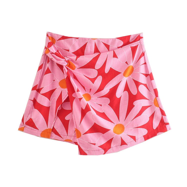 Women's High Waist Tie Print Shorts Set