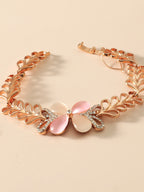 Fashionable Hollow Leaf Cat's Eye Stone Bracelet for Women
