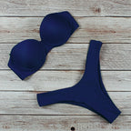 Leopard Bandeau Push-Up Bikini Set