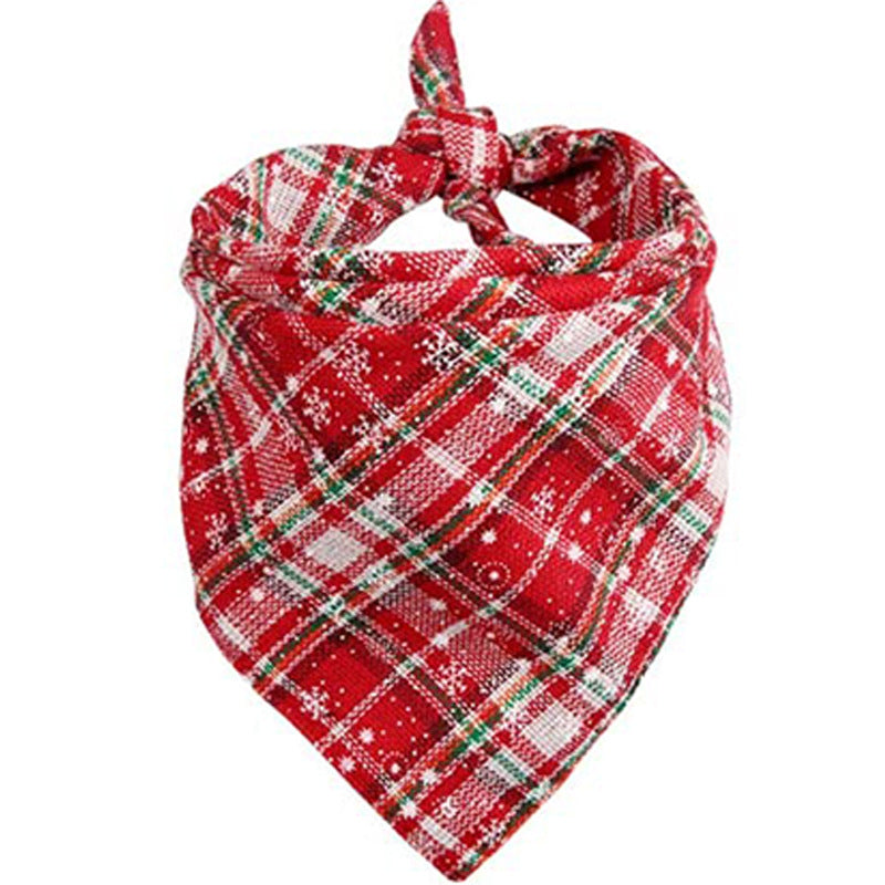 Double-layer Cotton Plaid Pet Scarf for Cats & Dogs