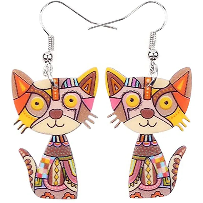3D Painted Cat Earrings | Jewelry