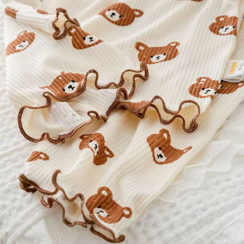Summer Bear Pajama Set for Baby Girls (T-shirt & Shorts)
