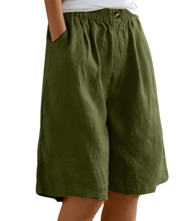 Cotton & Linen Women's Cropped High Waist Loose Shorts