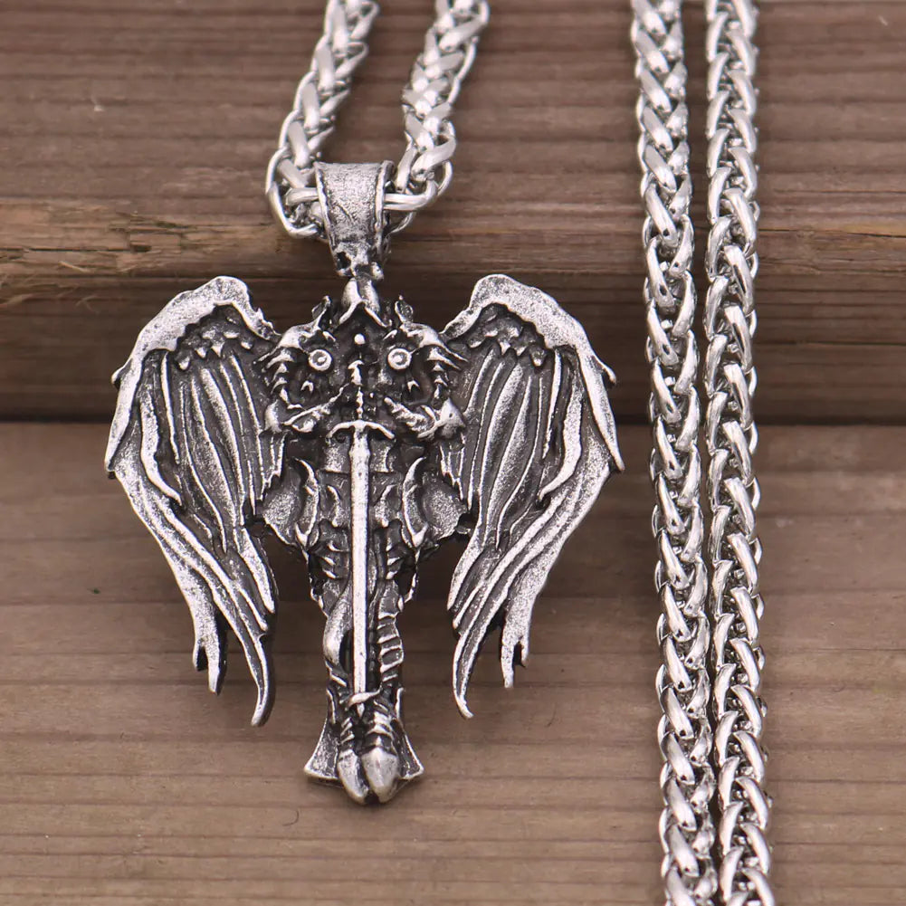 Celtic Men's Necklace with Angel Wings and Cross Pendant | Christian Jewelry