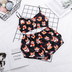 Fashion Print Satin Cami Sleepwear Set for Women