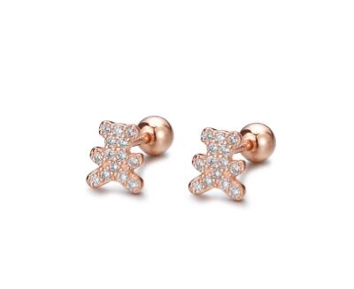 Teddy Bear Earrings in Silver with Zirconias (One Pair) | Jewelry