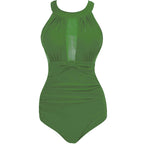 Womens One-Piece Swimsuit with Mesh Panel