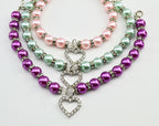 Pet Pearl Necklace with Heart Pendant for Cats and Dogs