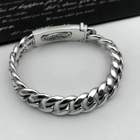 Vintage Korean Silver Men's Double Cross Bracelet