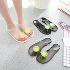 Fresh Lemon Jelly Flat Sandals with Thong Design