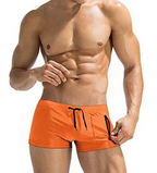 Men's Square-Leg Swim Trunks with Zip Pocket