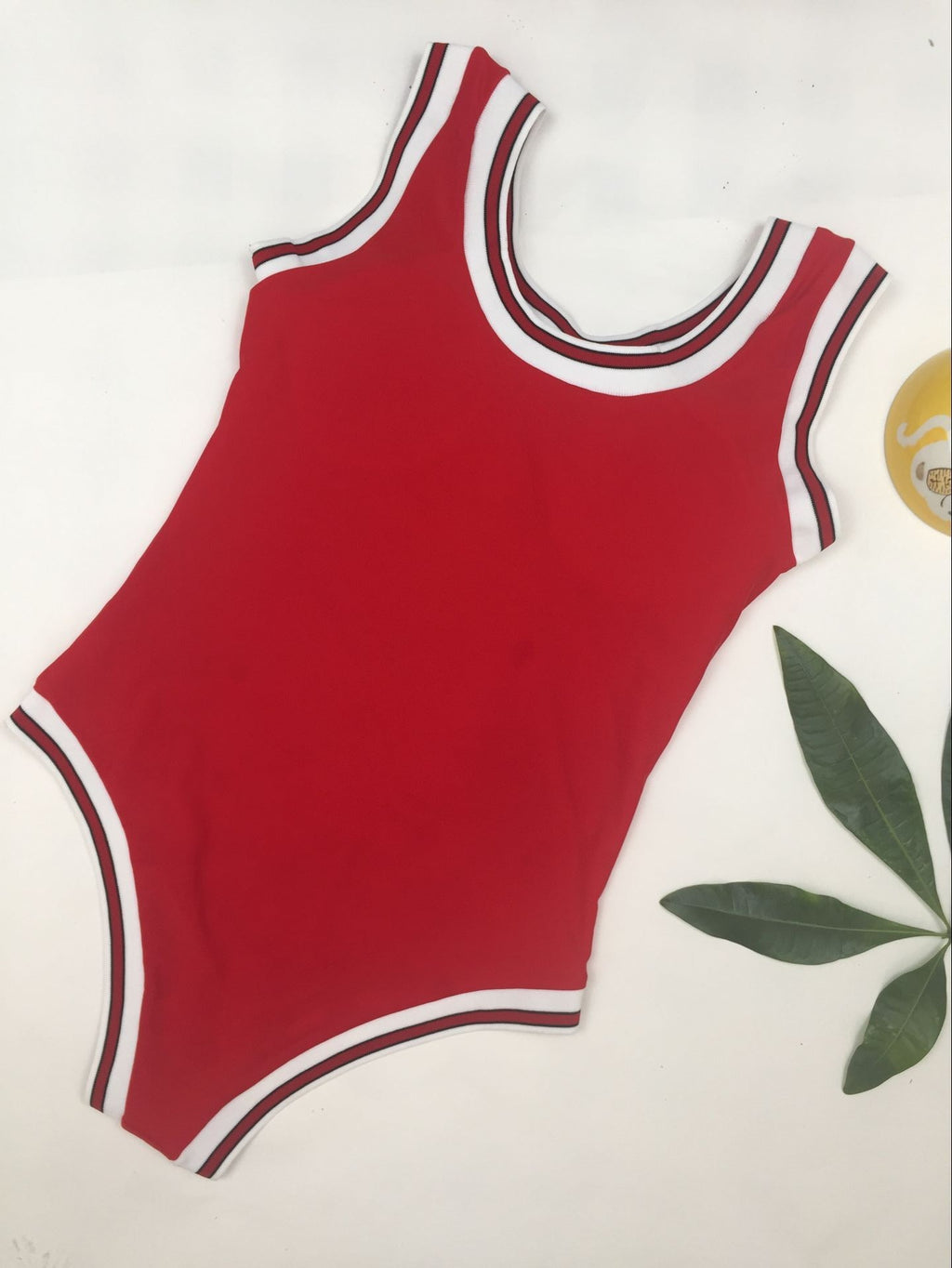 Red Basketball Jersey One-Piece Swimsuit
