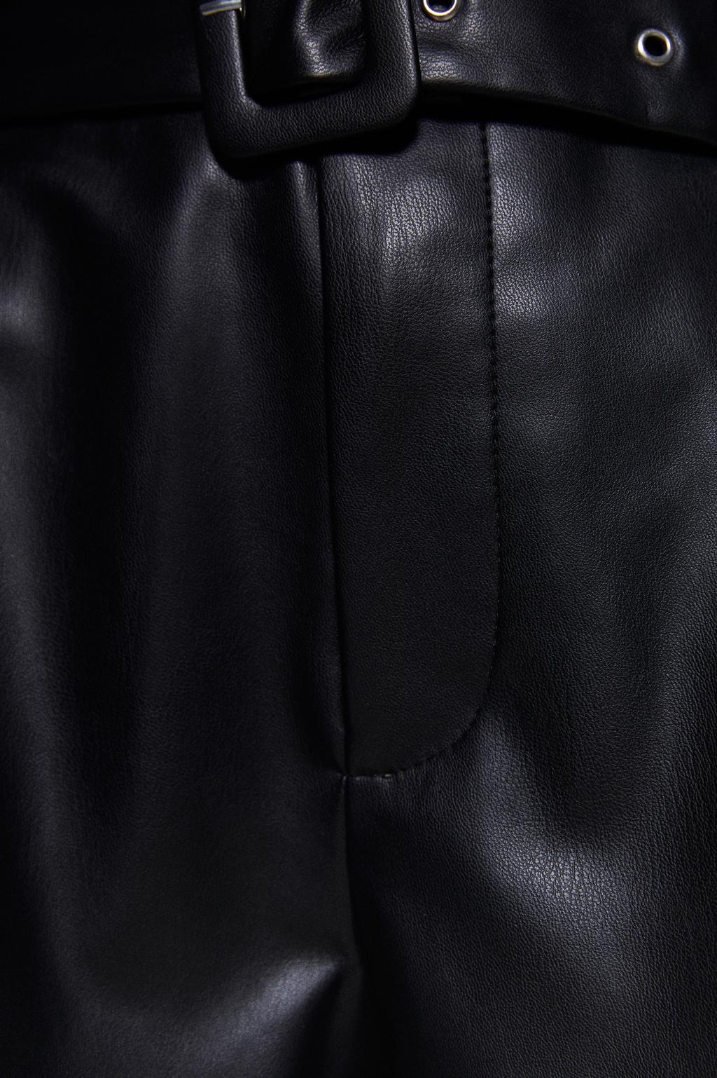 High-Waisted PU Leather Shorts with Tie Belt for Women