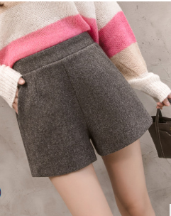 Thick Women's Wool Shorts, High-Waisted Fit for Fall