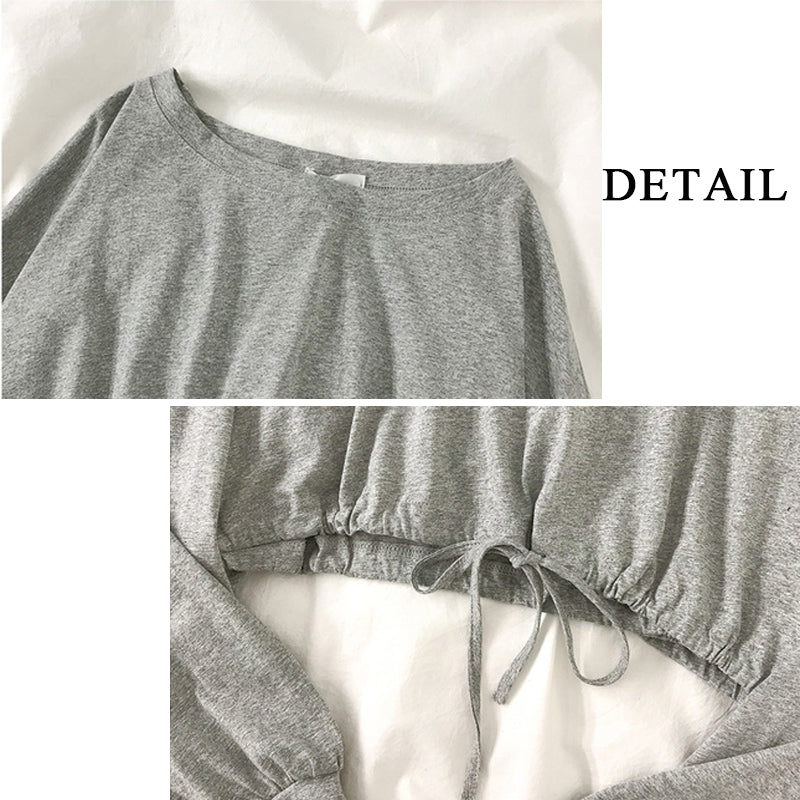 Women’s Long Sleeve Crop Top with Drawstring Hem