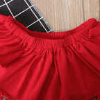 Summer Girls' Short Sleeve Top & Floral Shorts Set