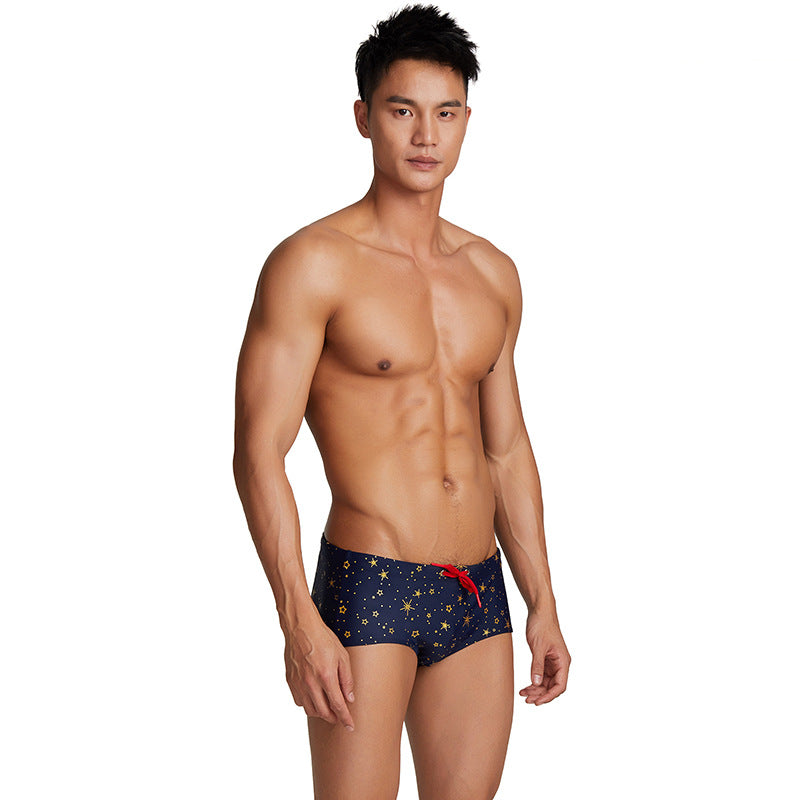 Gold Star Print Swim Trunks
