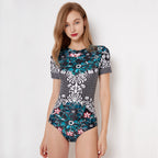 Women's Short Sleeve Floral Surf Swimsuit